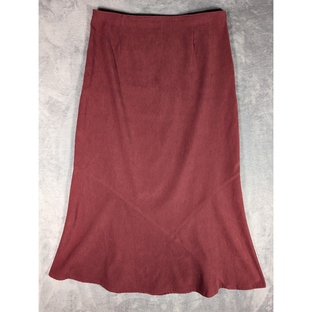White Stag Bordeaux Faux Suede Midi Skirt Womens 10 Stretch Flared A-Line Zip